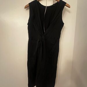 Zara Women Black Cotton Silk Twist Dress including under cotton silk cami 2 in 1